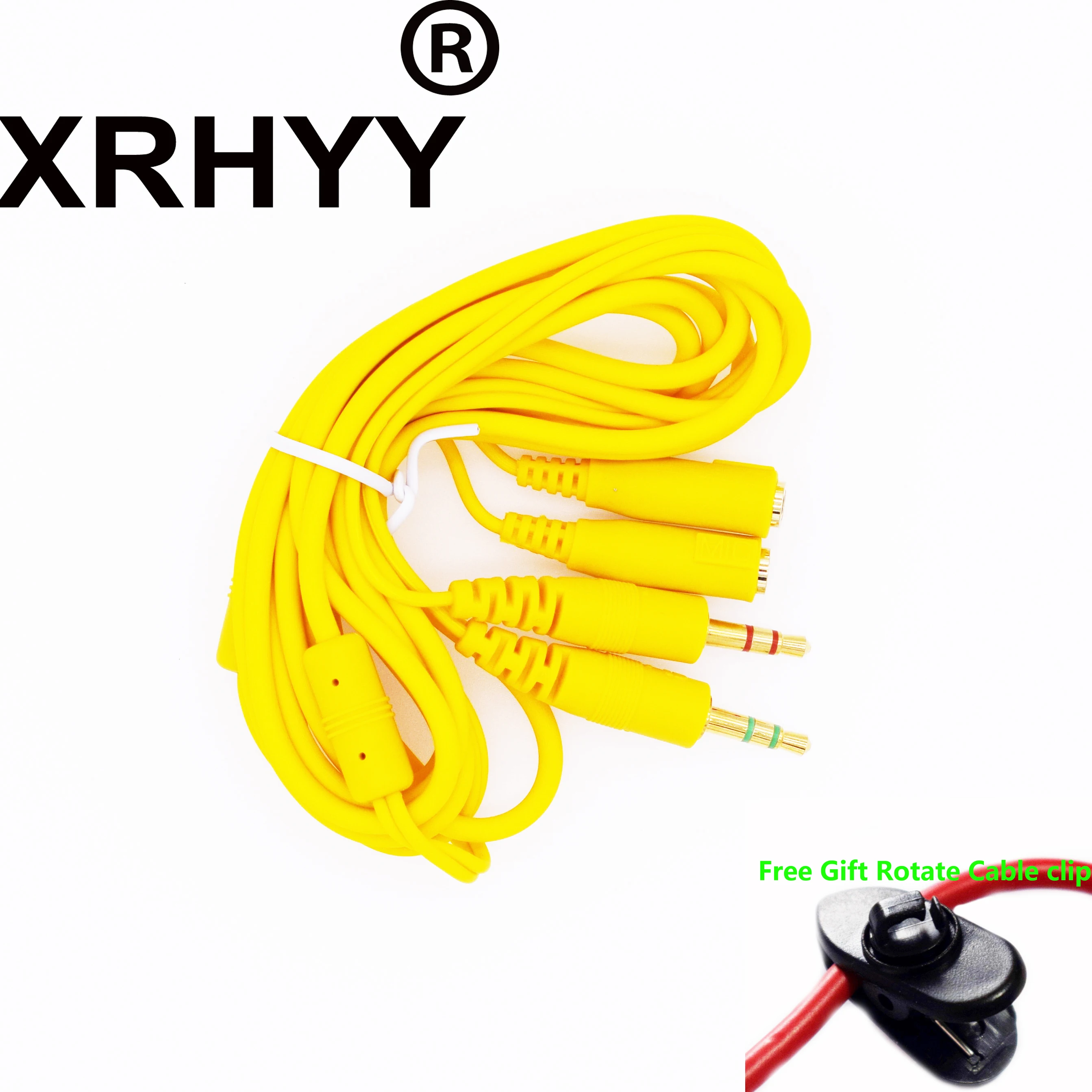 XRHYY 2M/6.6ft 3.5mm Yellow Extension Cable Headset Cord For Steelseries Siberia V1 V2 Gaming Headphones+Free Rotate Cable Clip