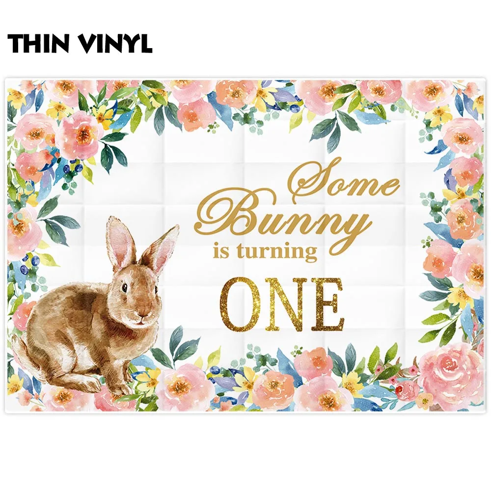 Allenjoy-Fondo de fotografía para estudio fotográfico, telón de fondo para fiesta de cumpleaños, conejo, flor, primavera, photobooth