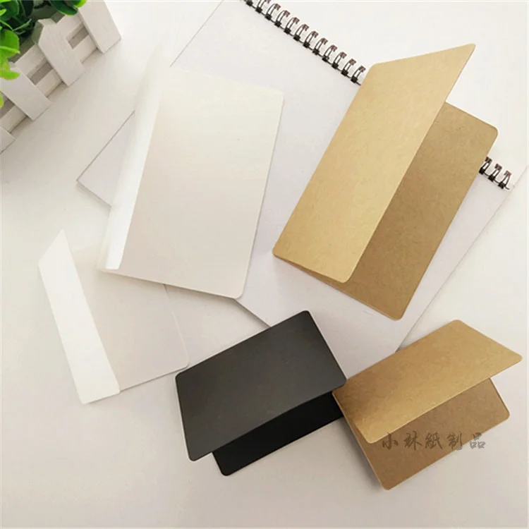 50pcs Kraft Fold Blank Card DIY Word Card Graffiti Invitation Commemorative  Message Card Printable