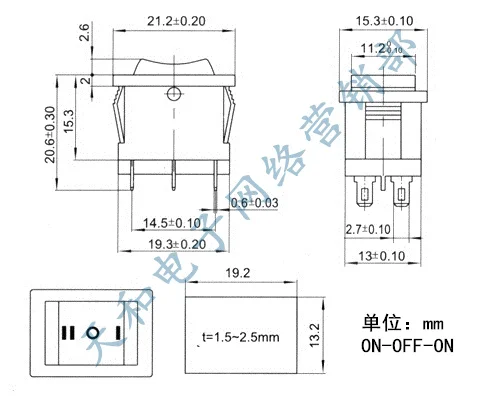 100pcs AC 250V 3A AC 125V 6A 6 Pin ON/OFF/ON I/O SPST Snap in Mini Boat Rocker Switch 21*15mm