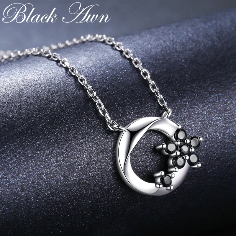 BLACK AWN Hot Sale Silver Color Flower Pendant Necklace Women Sterling Silver Jewelry K036