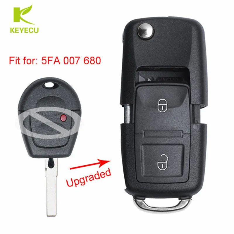 

KEYECU Upgraded Flip Remote Car Key Fob 433MHz ID48 for Volkswagen Bora Polo Golf Passat Lupo P/N: 5FA 007 680