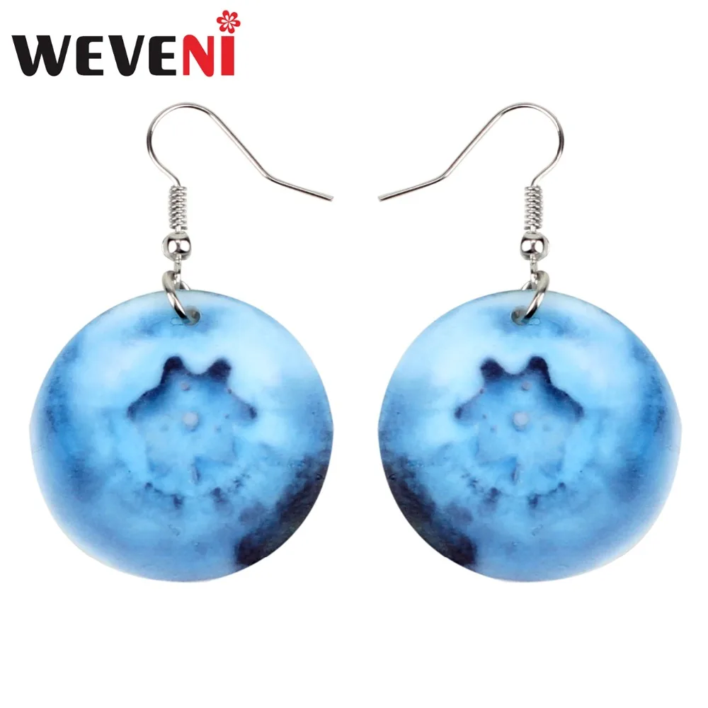 WEVENI Acrylic Cute Blueberry Earrings New Long Dangle Drop Fashion Fruit Jewelry For Women Girls Bijoux Female Party Dropship