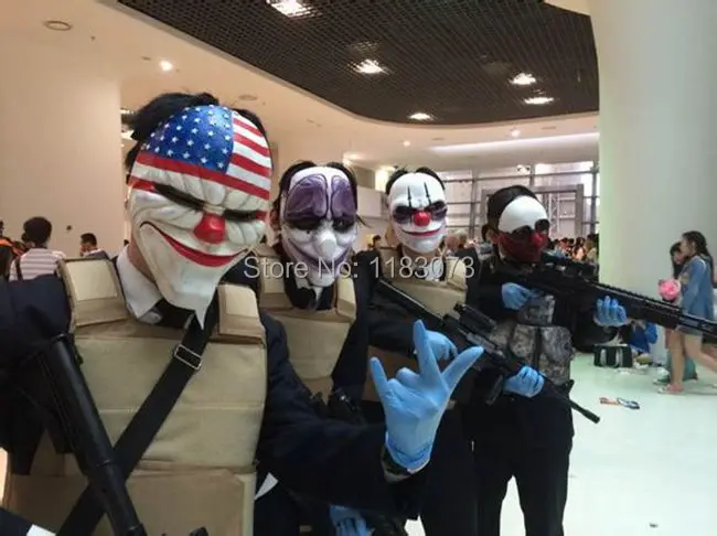 Payday 2 Dallas US National Flag Masquerade Cosplay Mask Heist joker Clown Costume Adult Head Robber Cosplay Funny Resin Masks