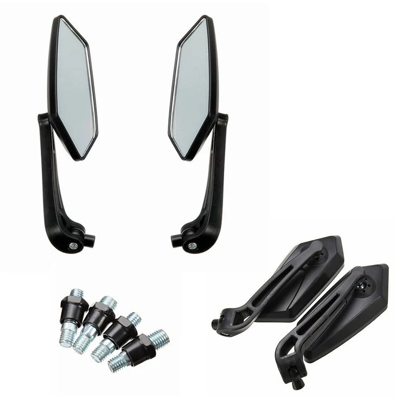 2pcs Rearview Mirror Reflector Mirror For Motorcycle ATV Quad Scooter Black 100% brand new and high quality