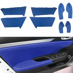 8pcs Blue Leather Car Door Panel Armrest Surface Cover Shell For Honda Civic 2016-2018