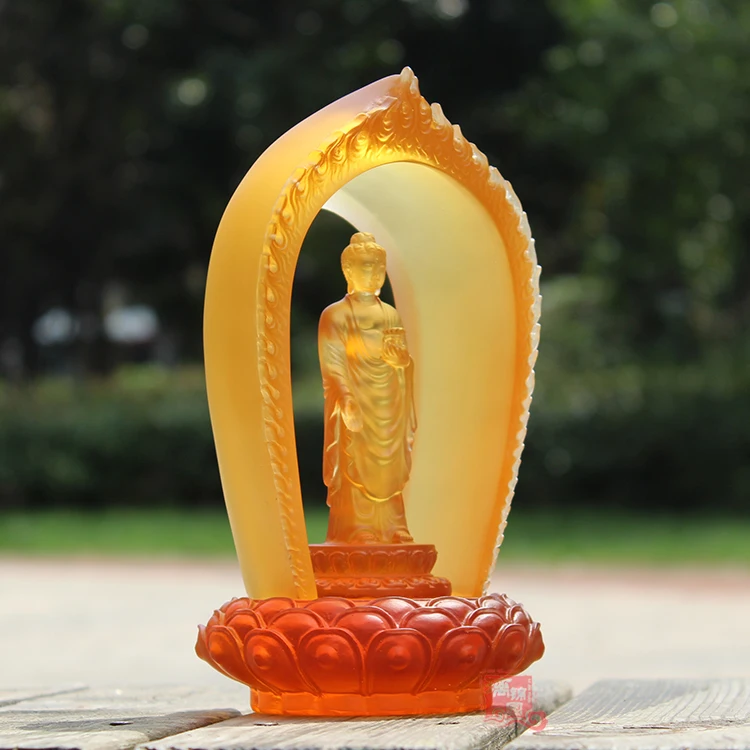 Glass flat An Donglin Buddha Amitabha seek crafts ornaments home feng shui ornaments temple dedicated to