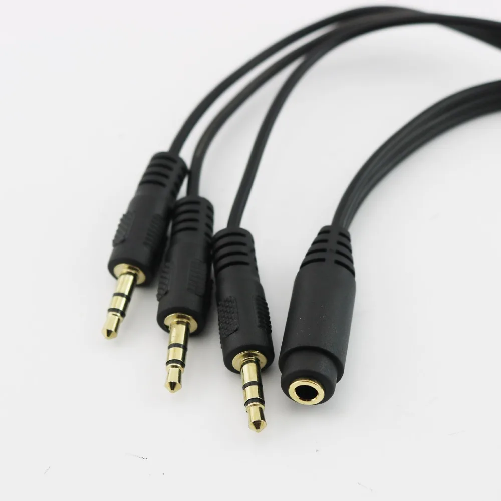 1x Gold Plated 3.5mm TRS Stereo Female 3 Pole Jack to 3x 1/8\