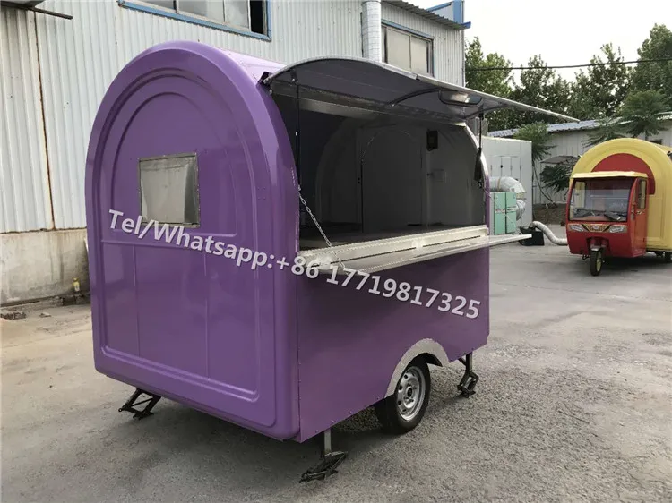 Green color 230cm long food cart mobile food trailer with griddle and fryer and hood deposit