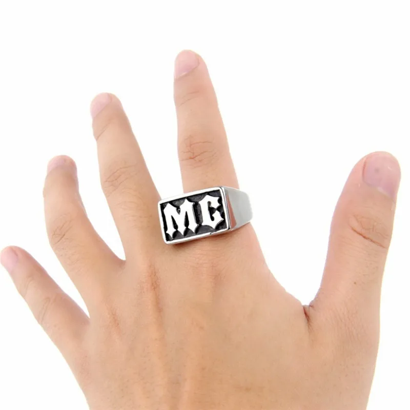 Stainless steel rock rings MC Men\'s gothic titanium steel letters restoring ancient ways ring