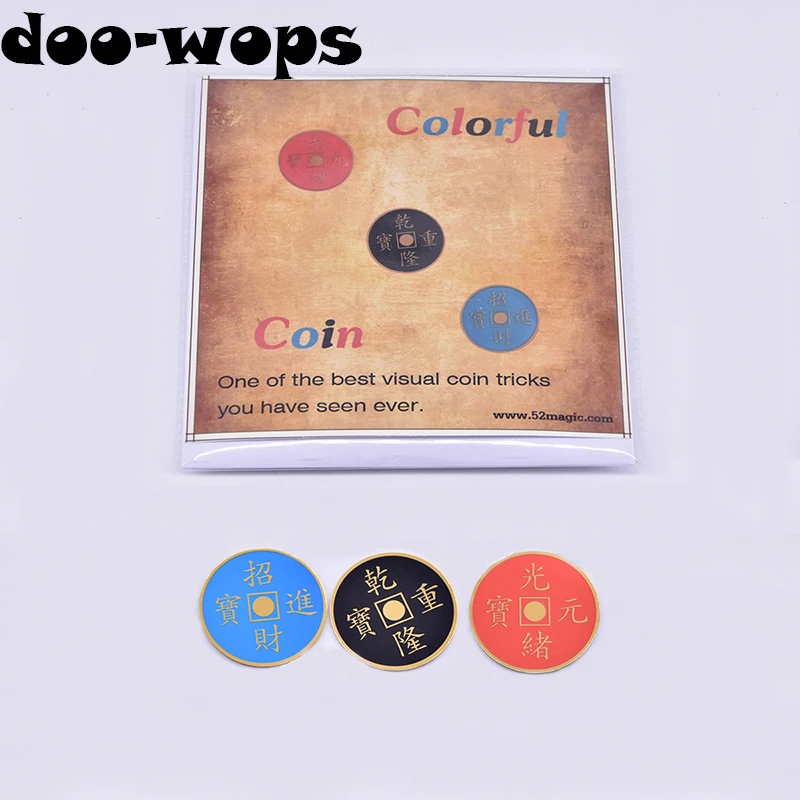 Colorful Coin (Morgan version) Magic Tricks One Coin to Three Color Change Appear Vanish Coin Magia Close Up Gimmick Props Funny