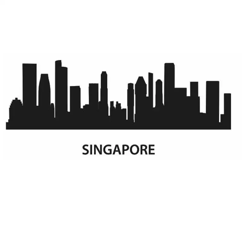 SINGAPORE City Decal Landmark Skyline Wall Stickers Sketch Decals Poster Parede Home Decor Sticker