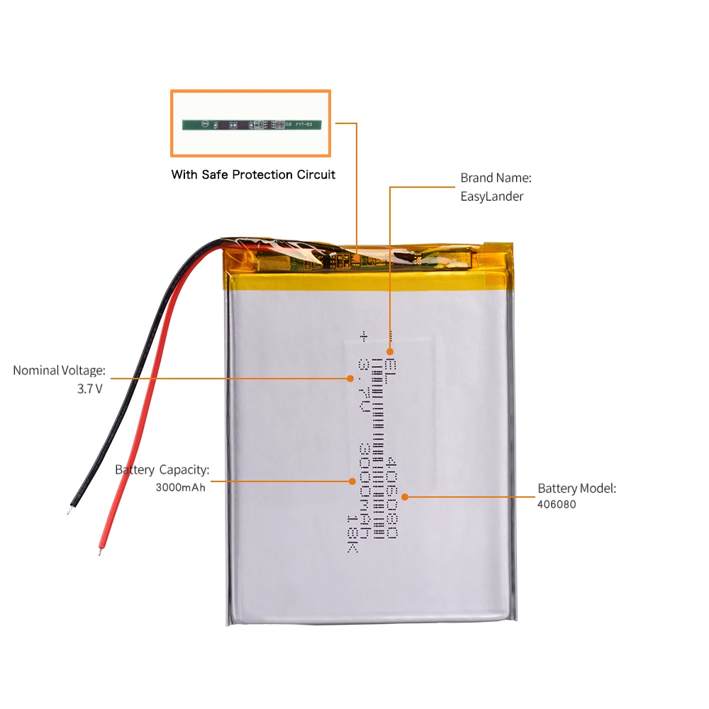 406080 3.7V 3000mAh Polymer Li-ion Battery For Onda VX787 VX530 VX540T VX585 E-Book  PDA Portable DVD 046080 395979