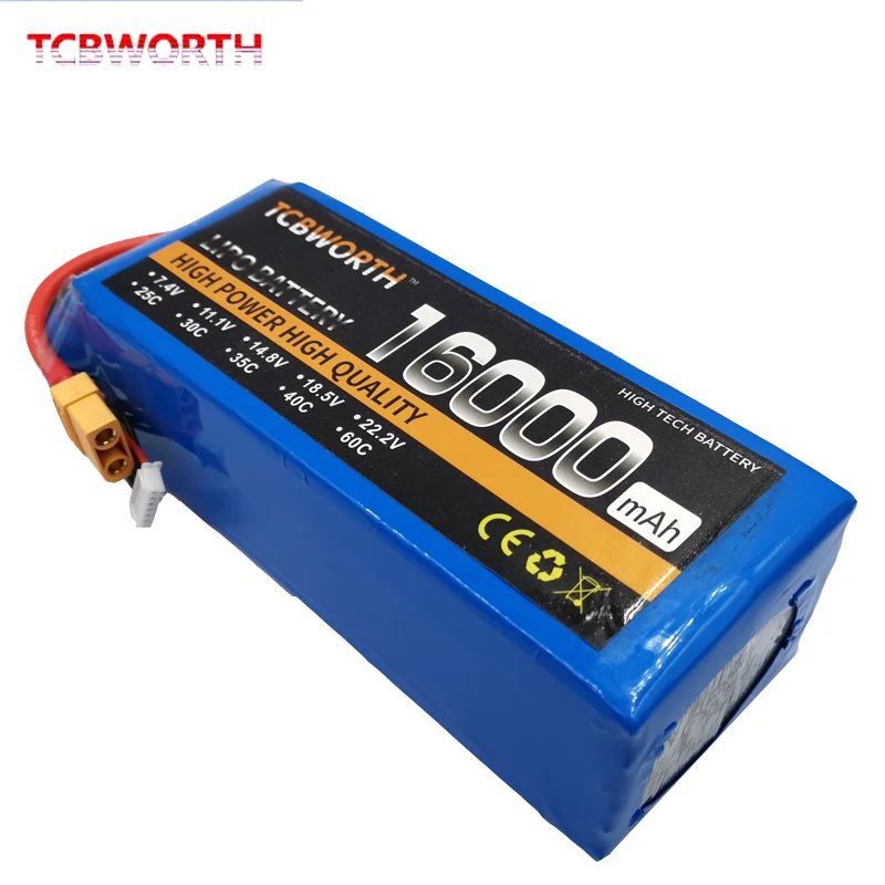 Batería LiPo 6S de 22,2 V, 16000mAh, 25C para RC, avión agrícola, Dron, coche, avión, tanque, modelo 6S