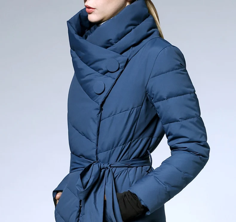 Nova mulher inverno puffer seção longa para baixo jaqueta espessamento preto azul vermelho branco para baixo casaco