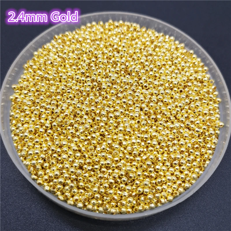 Five Sizes Gold Color Iron Metal Beads Jewelry Findings Diy  Smooth Ball Spacer  For  Making