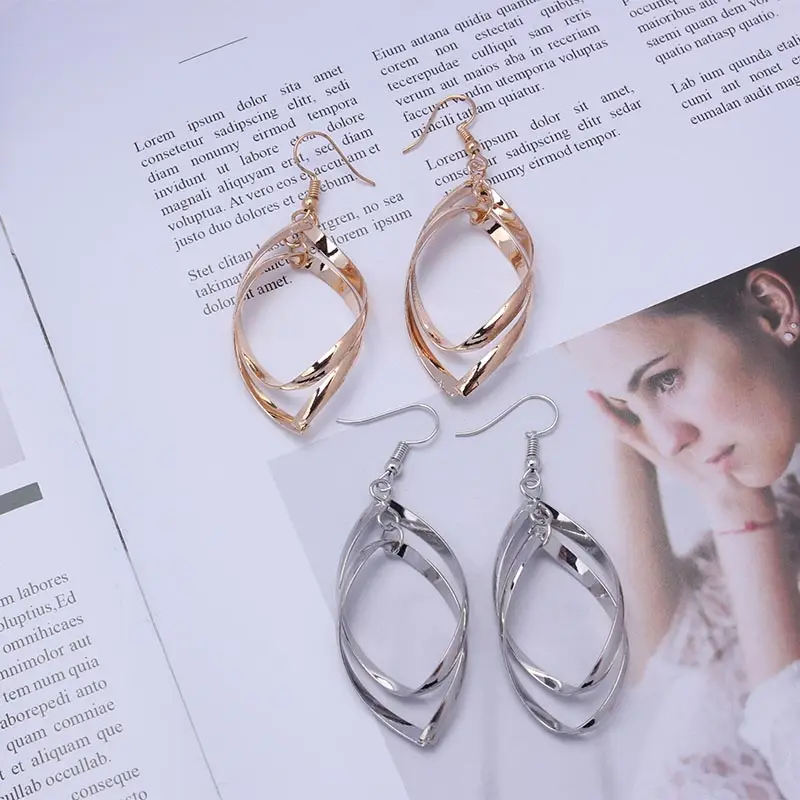 Geometric Earrings for Women Gold Silver Spiral Earrings Hiphop Rock Punk Party Jewelry Statement Earring 2019 Fashion Elegant