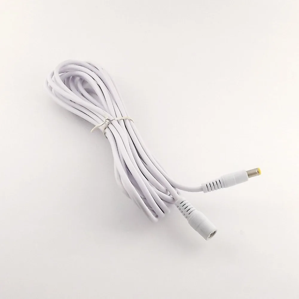 1pc 1.5m/3m/5m CCTV DC Power 5.5 x 2.1mm Male to Female Jack Adapter Extension Connector Cable White