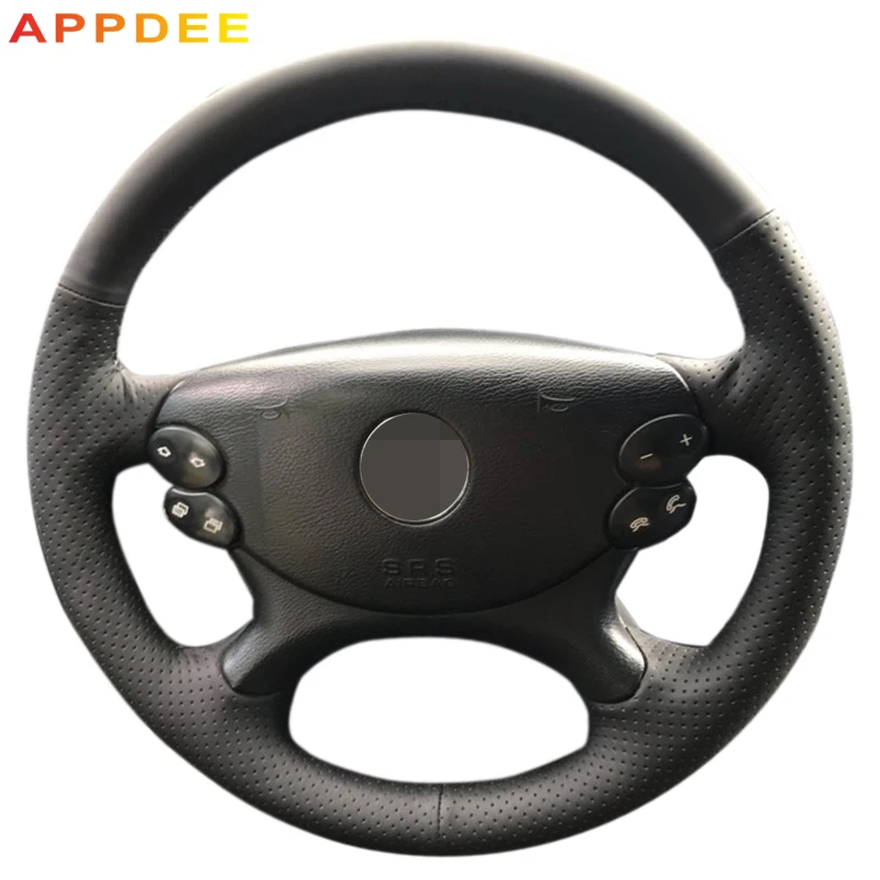 AppDee Black Artificial Leather Car Steering Wheel Cover for Mercedes Benz E-Class W211 E230 E280 E350 CLS-Class CLS350 CLS500