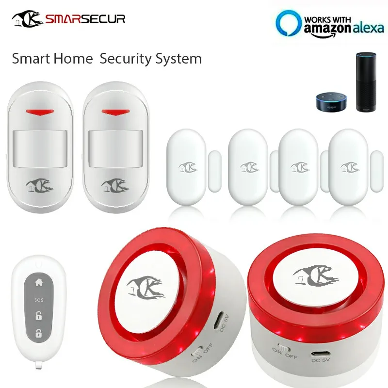 

Wireless WIFI Smart Home Alarm System Kit 2xSiren 2xPIR Sensor 4x Door Contact