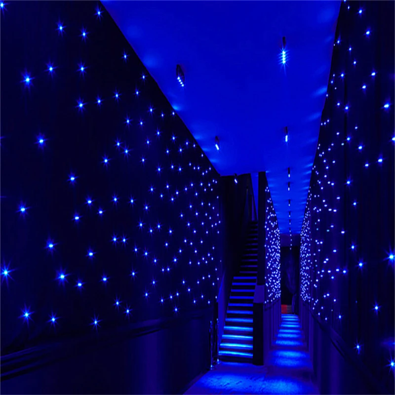 Luxury 4X 8 Meters Blue-White Color LED Star Curtain Party Stage Backdrop Cloth For Wedding Centerpieces Dance Decoration