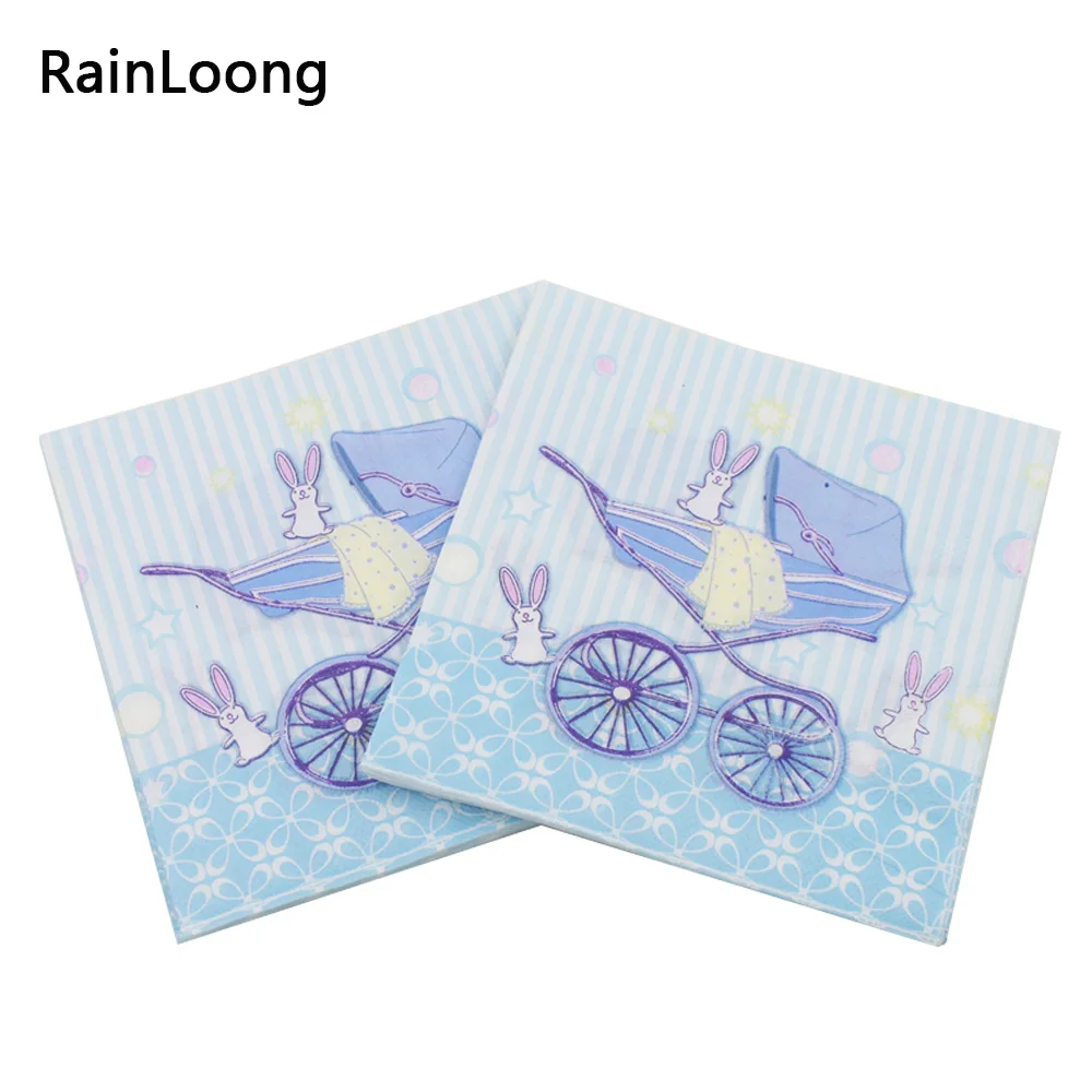 [RainLoong] Baby ShowerPaper Napkins For Boy Gender Reveal Party Tissue Napkins Decoration Serviettes 33*33cm 1 pack