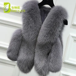 Winter Women Faux Fur Vest Solid Color Sleeveless Coat Vertical Stripe Short Female Winter Artificial Fox Fur Vest