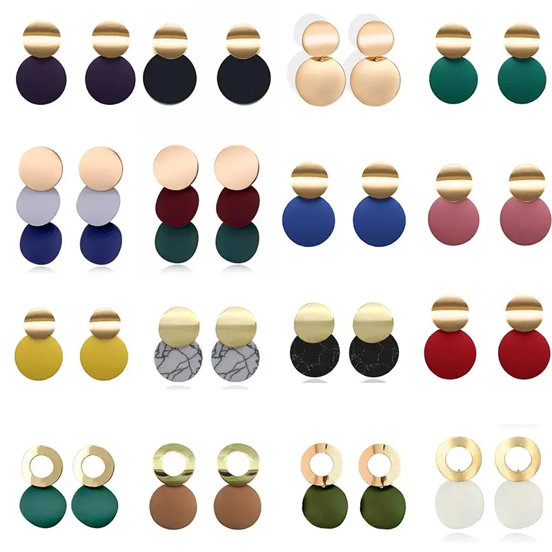 2020 Statement Earrings Green Blue Red Black White Gold Irregular Square Round Geometric Earrings for Women Jewelry Oorbellen