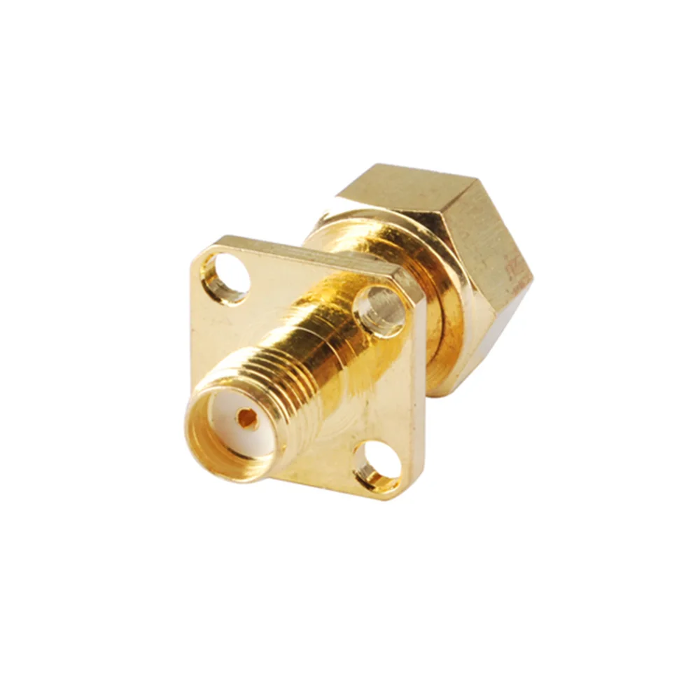 Eightwood 5PCS SMA to F RF Coaxial Adapter SMA Jack Female to F Plug Male Panel Mount Straight 4 Hole Flange RF Coax Connector