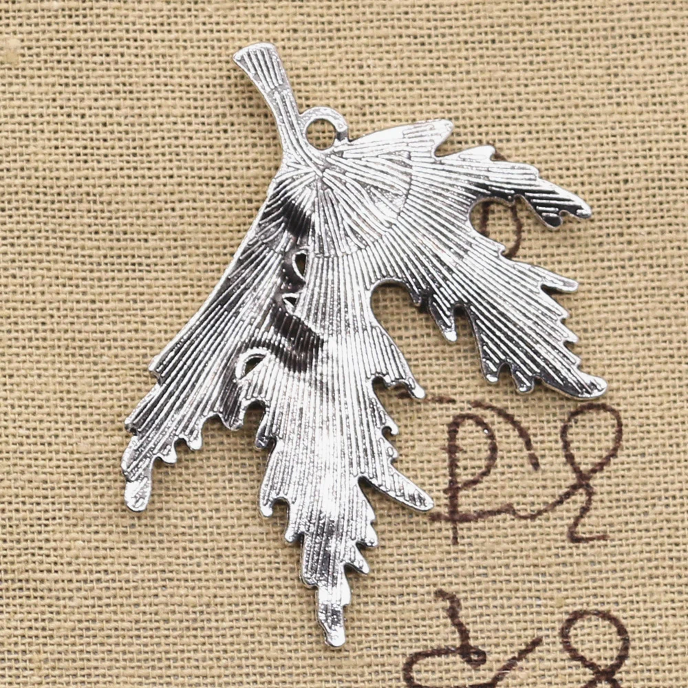 3pcs Charms Folding Maple Leaves 55x44mm Antique Bronze Silver Color Pendants Making DIY Handmade Tibetan Finding Jewelry