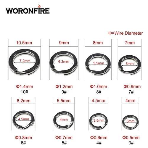 Imagen 2 del producto 50 uds/100 Uds anillo sólido de pesca 304 anillo de pesca de acero inoxidable bucle de Jigging para manivela en blanco conector de cebo accesorios de pesca