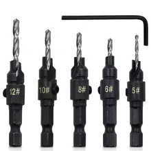 5Pcs Woodworking Countersink Drill Set #3