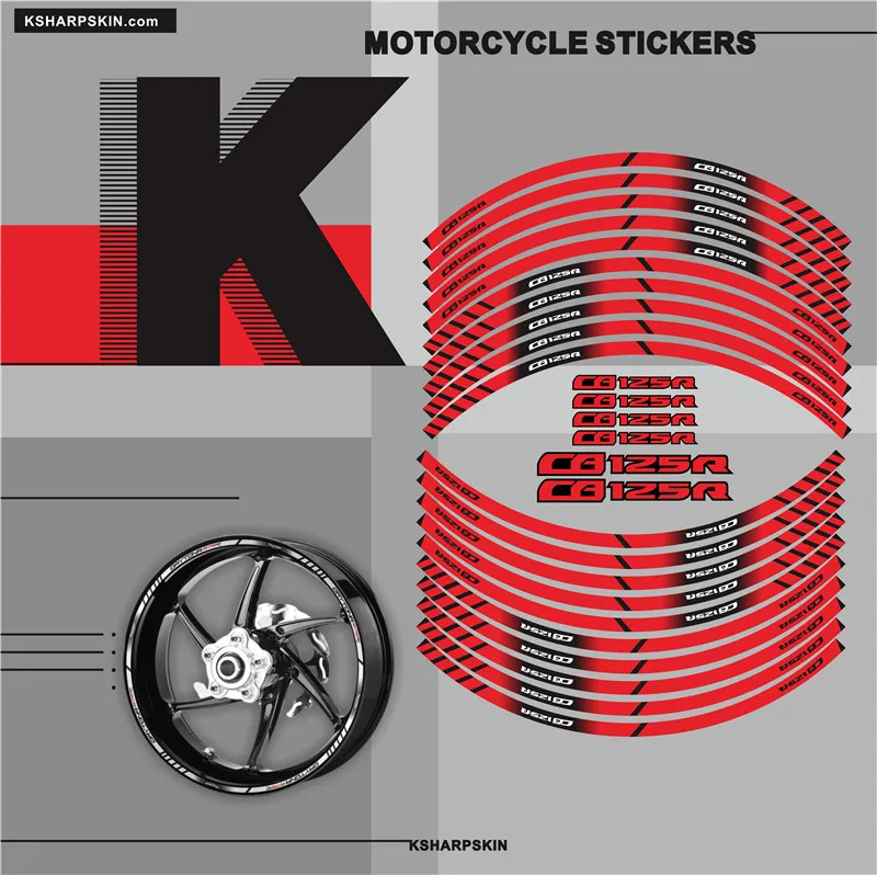 

Motorcycle tyre sign decoration sticker inner rim reflective decals For HONDA CB125R