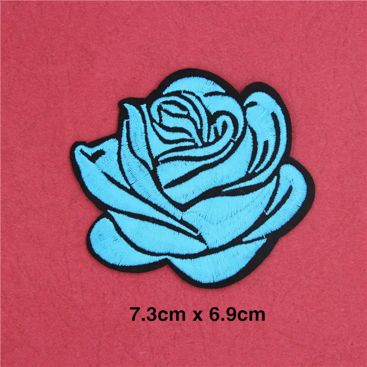 Hole Repair Red Black Rose Flower Embroidery Patches for Clothing Iron on Clothes Peony Appliques Dress Badge Stripe Sticker Diy