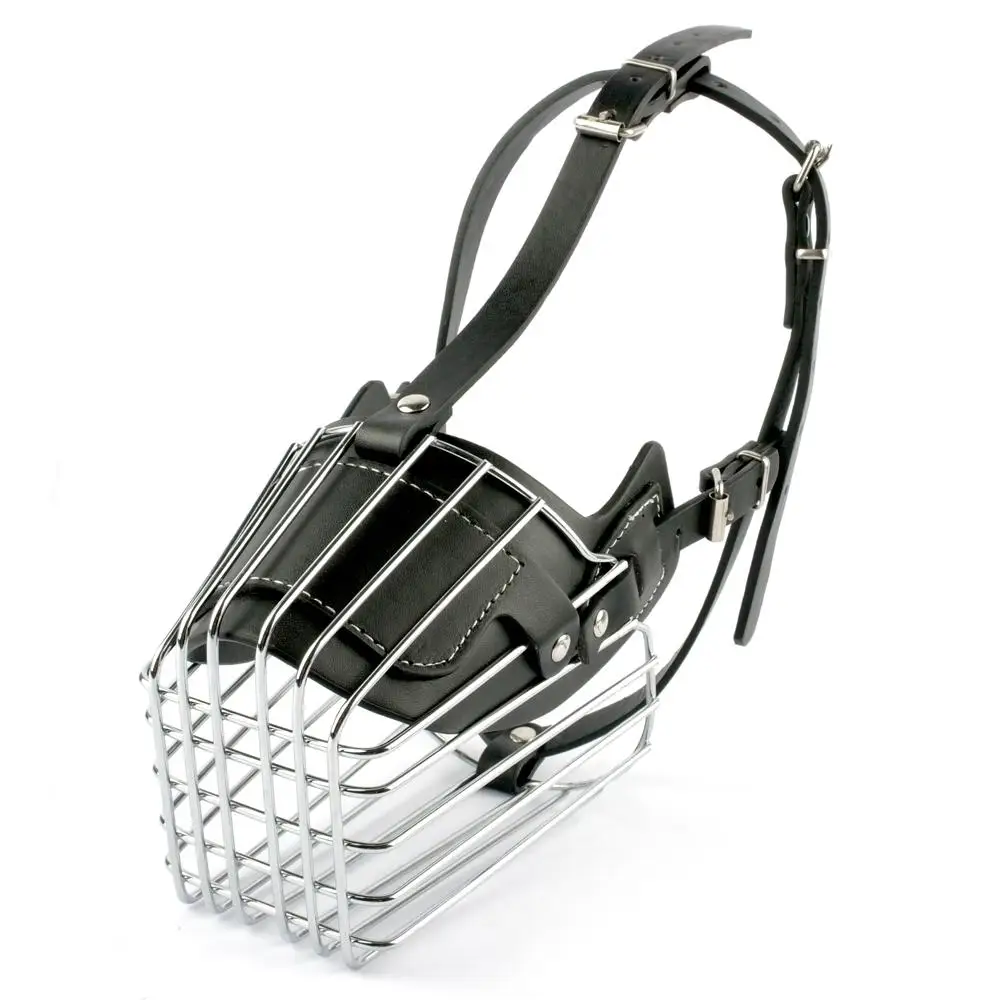 Black/ Brown Strong Metal Wire Basket Dog Muzzle For Large Dog Amstaff Pitbull Bull Terrier Anti-Bite Bark Chew Muzzles