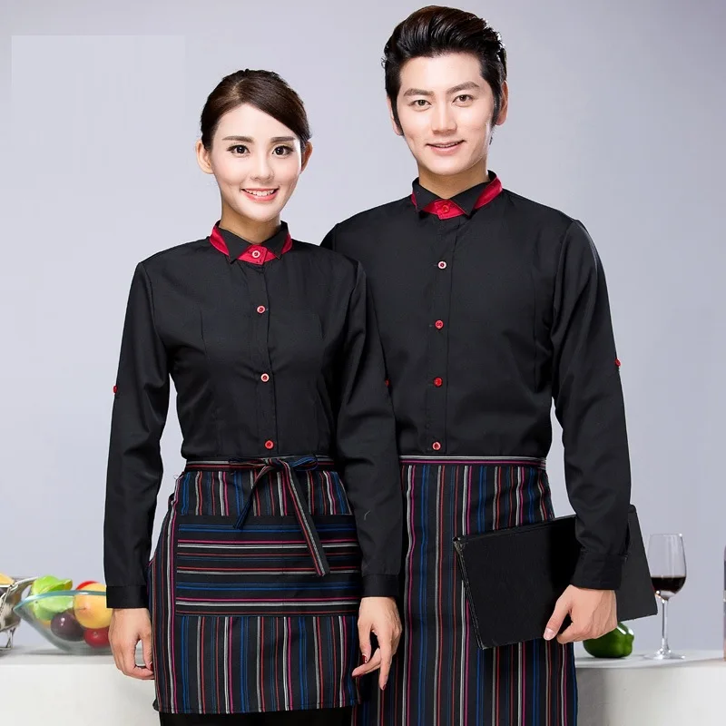 

Restaurant Hot Pot Waitress Work Clothing Uniform Fast Food Shops Cafe Bakery Catering Hotel Waiter Long Sleeve Overalls H2394