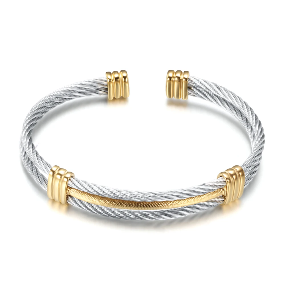 new arrival spring wire line colorful titanium steel bracelet stretch Stainless steel Cable Bangles for women