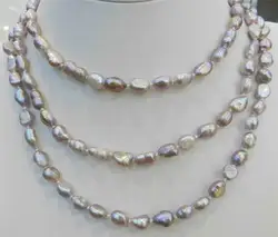 Free shipping  LONG 47 INCHES 7X9MM PURPLE AKOYA CULTURED PEARL NECKLACE new