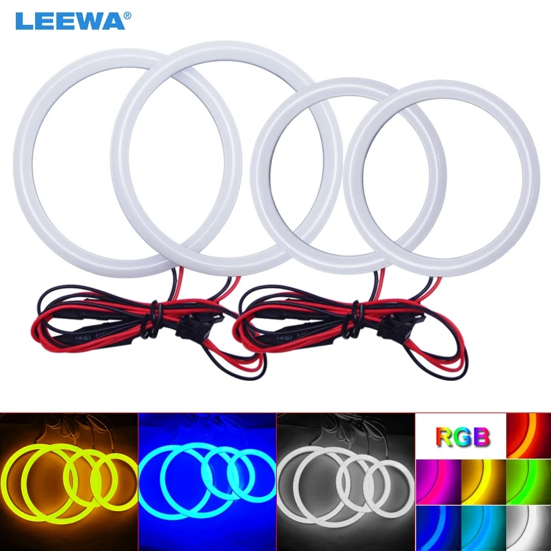 LEEWA 2X80mm 2X100mm Car Auto Halo Rings Cotton Lights SMD LED Angel Eyes for Hyundai Tiburon/Sonata/i30 Car Styling White #3244