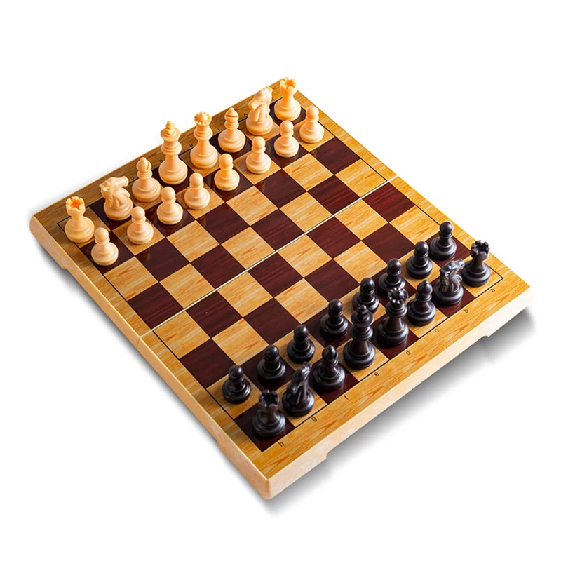 Top Quality Portable Chess Set Small/Large Plastic Pieces Glued Onto Chessboard For Friends Children‘s Gift Board Games qenueson