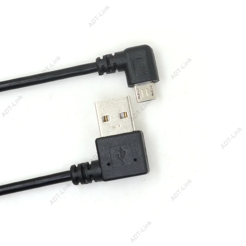 Micro USB Data Cable 90 Degree AM Left Angle Rickel Plated Short USB 2.0 -A-Male-5Pin to Right Angle Micro-B-5Pin Micro-USB 25cm