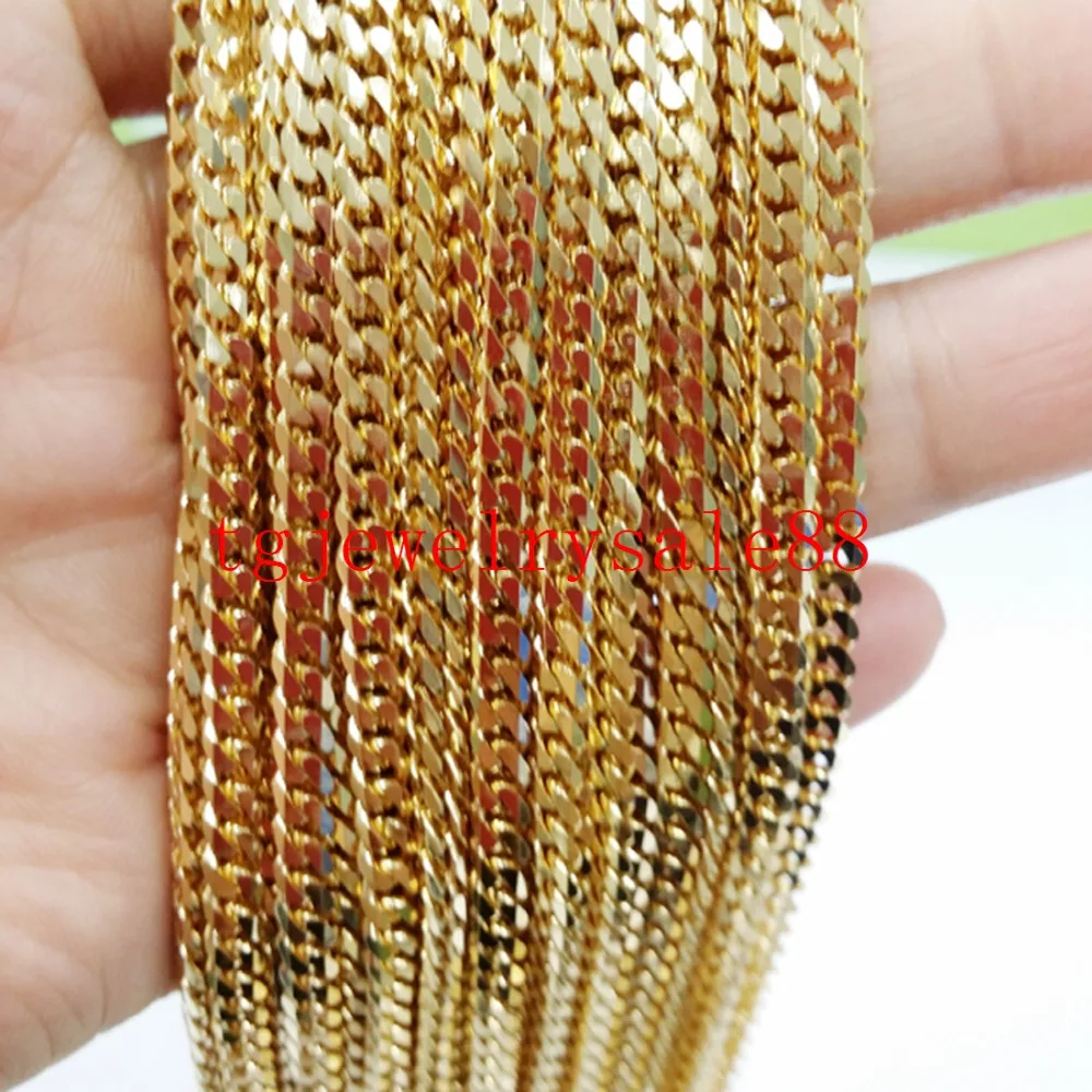 5/10/20pcs/lot Top Selling 4mm Gold Color Cuban Curb 316L Stainless Steel Link Chain Necklaces Wholesale Jewelry 16-40inch