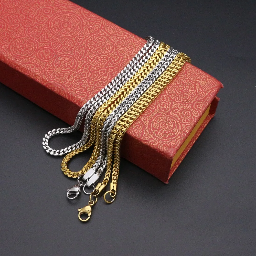 JSBAO High Quality Women Necklace Stainless Steel 60CM Chain Gold/Silver Color Mens Necklace For Wome Best Gift