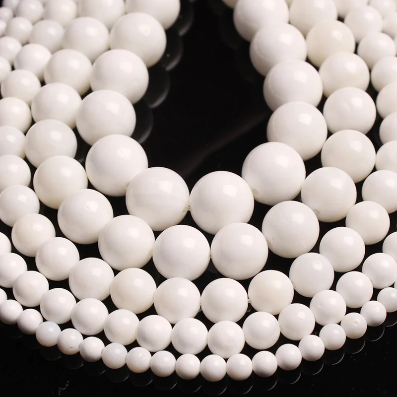 100% Natural Shell Beads White Tridacna Shell Round Beads 4 6 8 10 12mm DIY Charm Beads For Women jewelry Making Wholesale