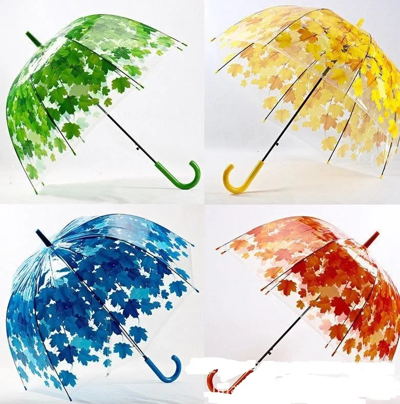 

Transparent Clear Umbrella Cherry blossom Mushroom Apollo Sakura maple Leaves Cage rainy Umbrellas romatic wedding umbrella gift