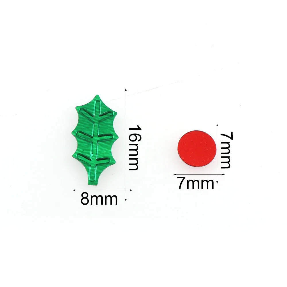 15g Christmas Tree Christmas Green Leaves 8*16mm Holly Berry 7mm Confetti  For Home Party Decoration DIY Scrapbooking Supplies