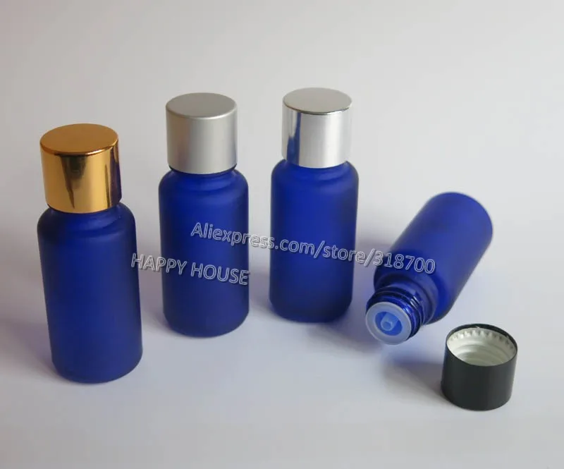 360 x 15ml Boston Round Glass Essential Oil Bottle With Aluminum Cap and inserts,1/2oz Frost Blue Glass Container