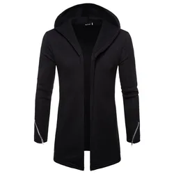 New autumn winter men cardigan pure color coat hooded European American style trench dropshipping gift top coat fashion clothes