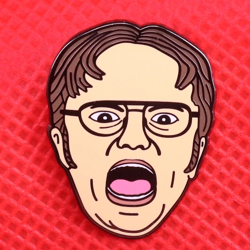 Screaming Dwight pin The Office brooch funny badge gift men shirt jackets hat accessory