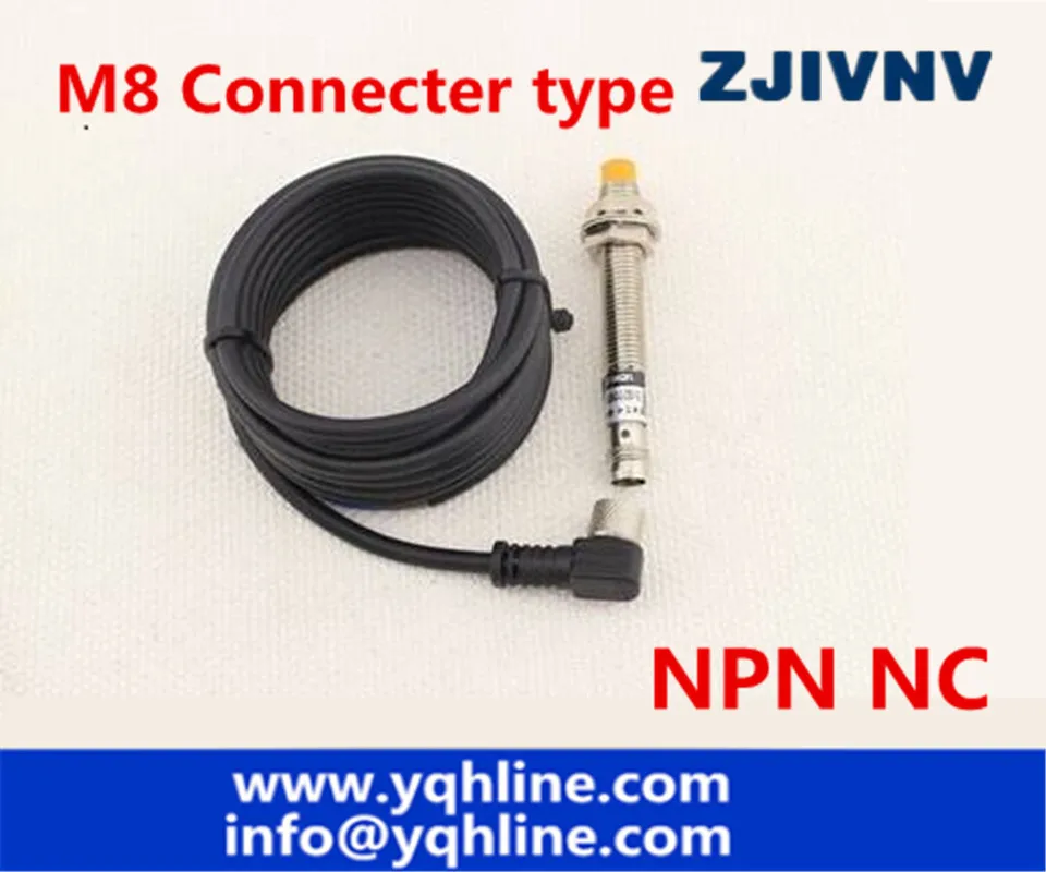 5PCS M8 non-flush NPN NC DC 3 wires induction proximity sensor switch , connector type metal sensor npn normally close dc